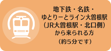 地下鉄・名鉄・ゆとりーとライン大曽根駅(JR大曽根駅・北口側)から来られる方(約5分です)